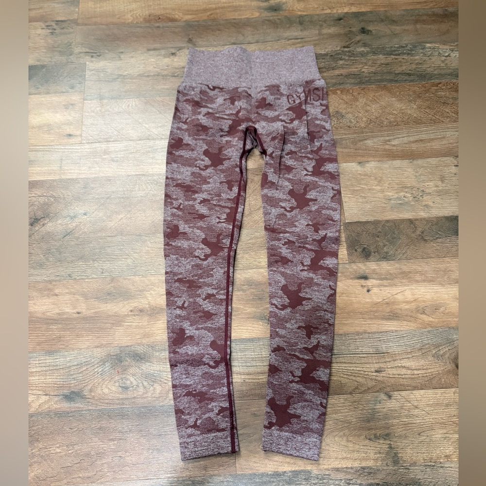Gymshark Women's Maroon Camo Leggings